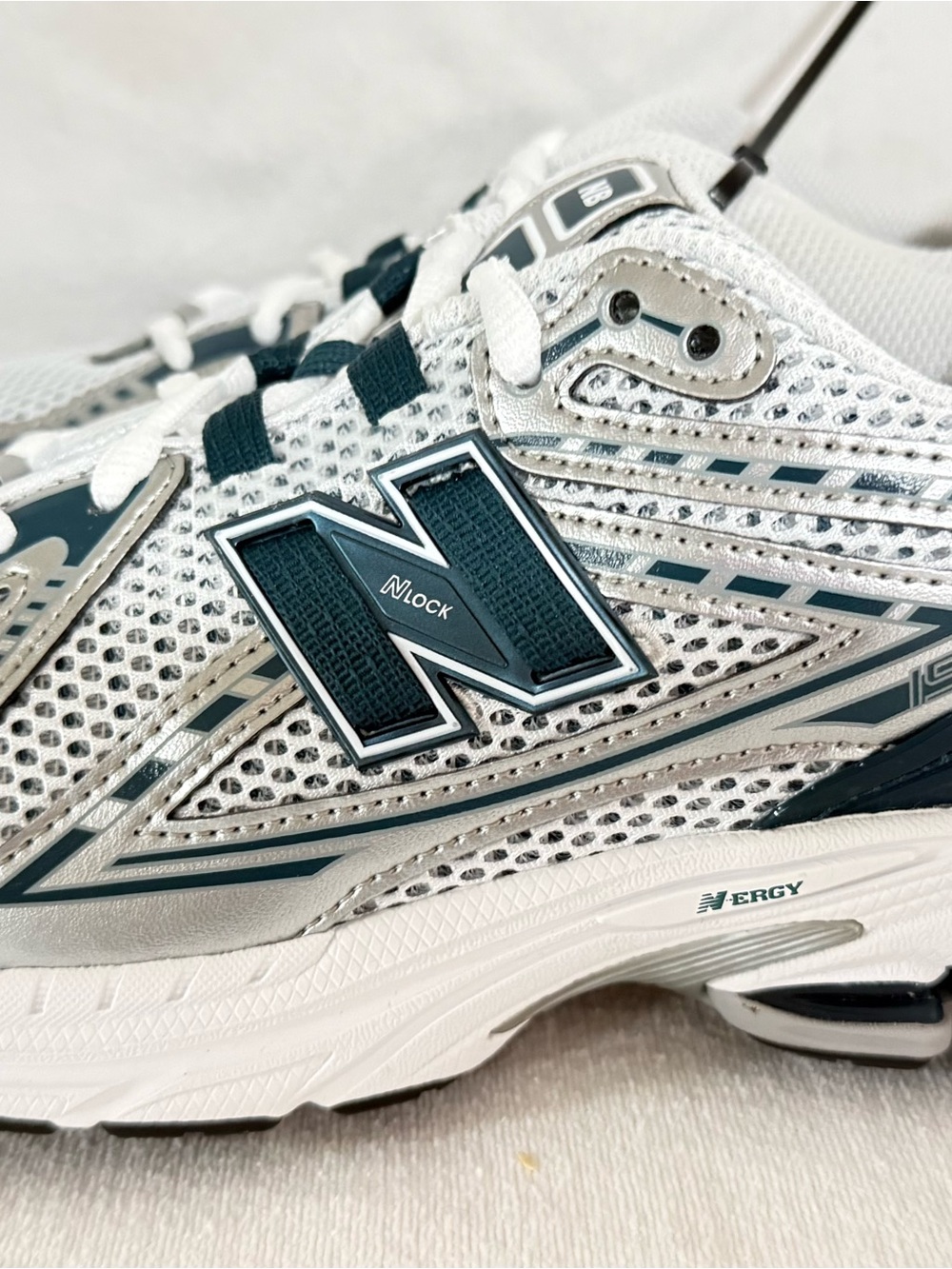 New Balance White and Blue Kids Athletic Sneaker